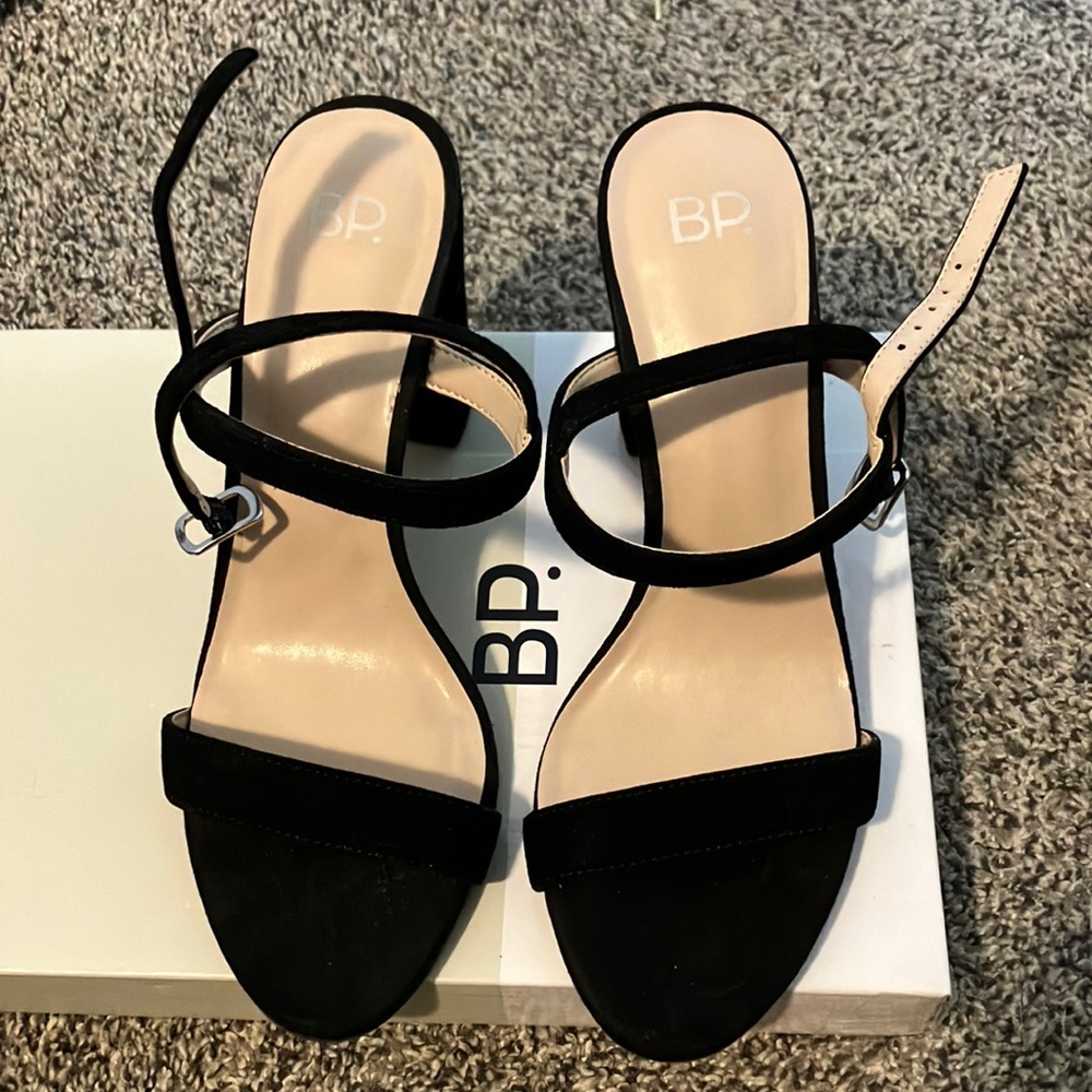 BPlula black suede heels